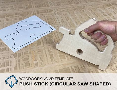 Downloadable PDF file for printing to legal size printer paper to cut out of wood a push stick in the shape of a circular saw for using on a table saw. Table Saw Push Stick, Woodworking Plans Shelves, Woodworking Templates, Weekend Woodworking Projects, Dispenser Diy, Push Stick, Power Tool Storage, Drill Holder, Diy Spray Paint