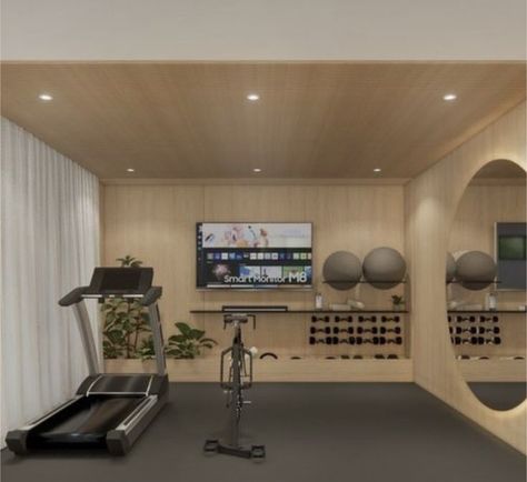 Aesthetic Home Interior, Tiny Home Gym, Home Gym Small, Ruang Gym, Home Gym Ideas Small, Mini Home Gym, Small Home Gym Ideas, Small Dream Homes, Home Gym Basement