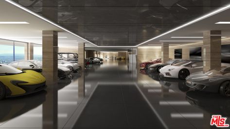 Garage Design Interior, Luxury Car Garage, Underground Garage, Luxury Garage, Dream Mansion, Garage Interior, Fancy Houses, Modern Mansion, Mansion Interior