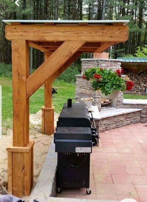 Backyard Grilling Area, Bbq Gazebo, Outdoor Grill Area, Outdoor Grill Station, Outdoor Barbeque, Grill Gazebo, Outdoor Kitchen Plans, Build Outdoor Kitchen, Backyard Grilling