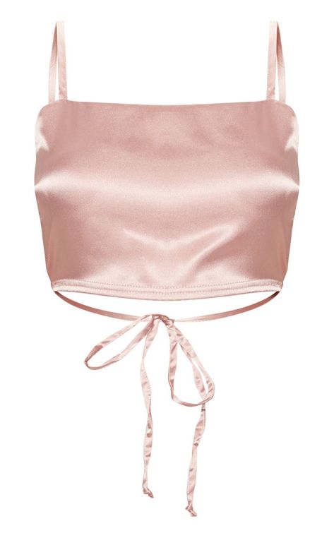 Rose Gold Satin, Gold Strappy Heels, Rose Gold Christmas, Sewing Projects Clothes, Harry Styles Concert, Strappy Crop Top, Satin Crop Top, Baddie Outfits Ideas, Backless Crop Top