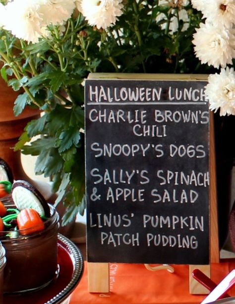 Its The Great Pumpkin, Tyler Birthday, Charlie Brown Movie, Charlie Brown Birthday Party, Charlie Brown Party, Halloween Block Party, Menu Chalkboard, The Great Pumpkin Charlie Brown, It's The Great Pumpkin Charlie Brown