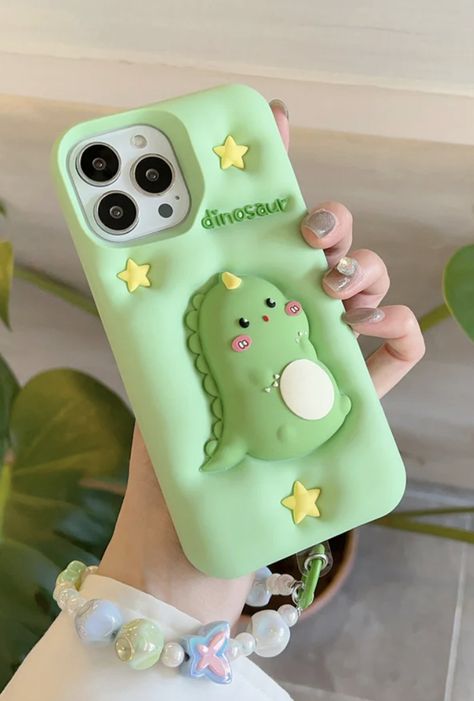 Cute Green Dinosaur Phone Case For iPhone 14 13 12 11 Pro Dino Phone Case, Objects Aesthetic, Cute Green Dinosaur, Dinosaur Phone Case, Kawaii Iphone Case, Green Phone Case, 3d Phone Cases, Iphone Case Collection, Customised Phone Case