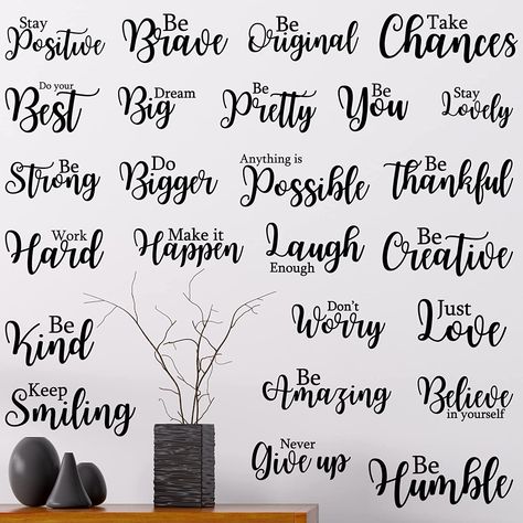 Wall Writing Decor Quotes Bedrooms, Positive Wall Decor, Wall Decal Quotes Inspirational, Inspirational Quotes Decals, Modern Wall Stickers, Office Diy, Positive Wall, Spiritual Wall Decor, Quotes Stickers