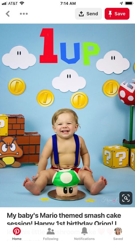 Mario Smash, Toddler Themes, Mario Cake, Smash Cake Boy, Mario Birthday Party, Twin First Birthday, Mario Birthday, First Birthday Themes, Baby Poses