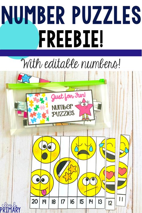 Get a free set of number puzzles and lots of tips of how to use them in the classroom! Number puzzles are a fun and hands on activity for your students to practice ordering numbers. Your kindergarten or first grade students will love to work on counting in so many ways. Great for numbers to 20 or 100, skip counting or counting backward. Read for all the ways to use these number puzzles and worksheets in your math centers for kindergarten. Counting Backwards Kindergarten, Skip Count Activities, Structuring Numbers To 20, Ordering Numbers Kindergarten, Number Fluency Kindergarten, 0-20 Number Activities, Number Puzzles 1-20, First Grade Centers Free, Kindergarten Counting Activities