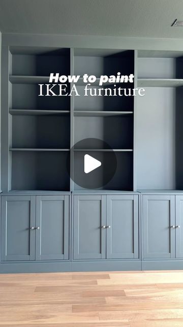 Built In Bookshelves Painting Ideas, Ikea Billy Library, Painting Ikea Billy Bookcase, Painted Built In Cabinets, Ikea Living Room Built Ins, Painting Built In Bookcase, Billy Built In, Diy Billy Bookcase Built Ins, Ikea Fireplace Built Ins