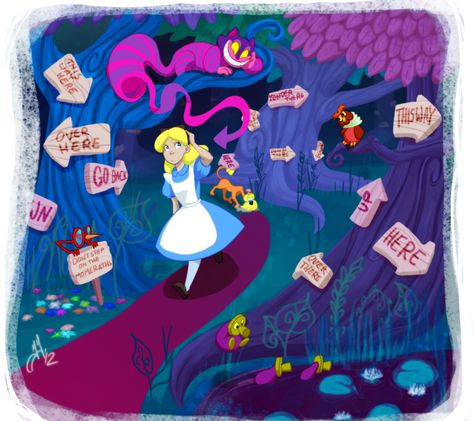 Tulgey Woods, Woods Drawing, Alice In The Wonderland, Alice In Wonderland Artwork, Brushes For Photoshop, Wonderland Artwork, Alice In Wonderland Aesthetic, We're All Mad Here, The Black Cauldron