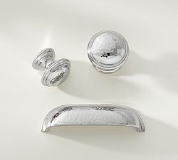 Drawer Pulls, Cabinet Knobs & Drawer Knobs | Pottery Barn Nickel Cabinet Hardware, Polished Nickel Hardware, Kitchen Pulls, Cabinet Drawer Pulls, Modern Outdoor Furniture, Kitchen Hardware, Glass Knobs, Nickel Hardware, Hammered Metal