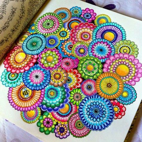 Flower Garden Drawing, Secret Garden Coloring, Basford Secret Garden, Johanna Basford Secret Garden, Secret Garden Coloring Book, Secret Garden Colouring, Gardens Coloring Book, Garden Coloring, Easy Mandala Drawing