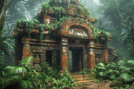 An ancient temple lost in the jungle. royalty free stock photography Ruined Temple, Lost Temple, Jungle Photo, Environment References, Jungle Temple, Ancient Temple, Vector Christmas, In The Jungle, Ancient Temples