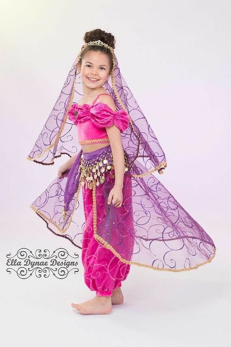 Jasmine Costume Kids, Arabian Princess Costume, Arabian Costume, Costume Carnaval, Disney Costume, Costume Disney, Genie Aladdin, Aladdin Jasmine, Fancy Costumes