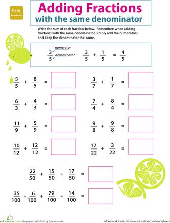 Worksheets: Introduction to Fractions: Adding Fractions 3rd grade Fractions For Kids, Quick Food Ideas, Introducing Fractions, Introduction To Fractions, 4th Grade Fractions, Adding Fractions, Teaching Fractions, Quick Food, Algebra Worksheets