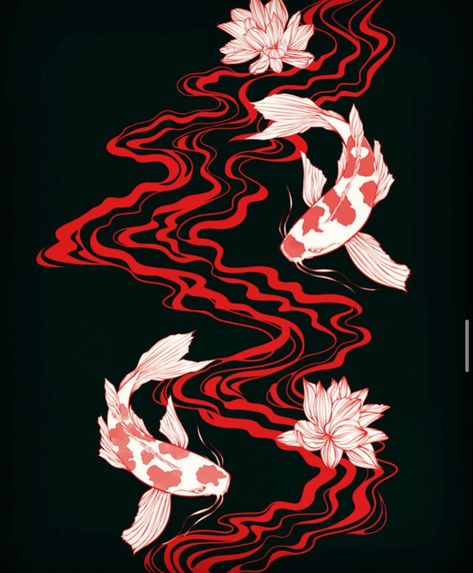 Red Fish Tattoo, Thigh Piece Tattoos, Koi Fish Drawing, Wrist Tattoos For Guys, Koi Fish Tattoo, Red Ink Tattoos, Fish Tattoo, Japanese Koi, Red Tattoos