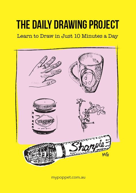 The Daily Drawing Project - Learn to Draw in Just 10 Minutes a Day | My Poppet Makes Daily Drawing Exercises, Of Drawing Challenge, Daily Sketching, Sketching Practice, Drawing Quotes Creativity, Art Tut, Challenge Instagram, Quotes Creativity, Drawing Eyes