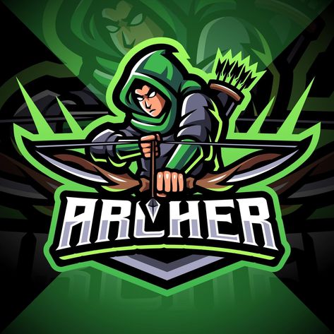 Archer esport mascot logo design Gaming Logo Without Text, Logo For Gaming, Knight Logo, Mascot Logo Design, Arrow Logo, Esports Logo, Spartan Warrior, Gaming Logo, Tiger Face