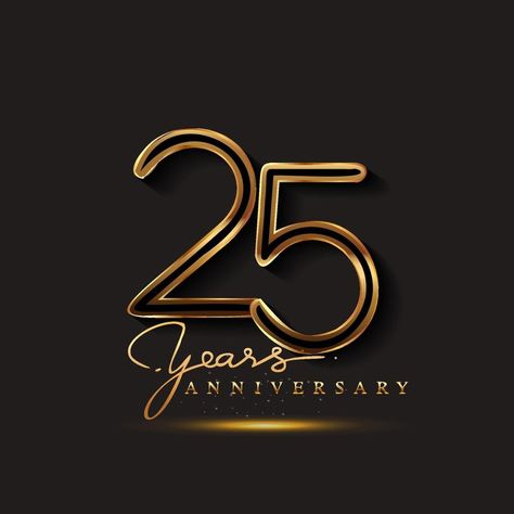 25 Years Anniversary Logo Golden Colored isolated on black background Happy Anniversary Poster Design, 25 Years Anniversary Logo, 25th Anniversary Background, 25 Years Logo, Logo Aniversario, 25th Anniversary Logo, 25 Years Anniversary, 25 Year Anniversary, Mubarak Images