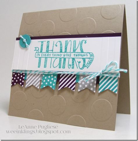 LeAnne Pugliese WeeInklings Paper Players 256 Banner Blast Banner Blessings Stampin Up Happy Tuesday Everyone, Master Board, Everyday Cards, Thanks Card, Craft Rooms, Pattern Ideas, Square Paper, Square Card, Masculine Cards