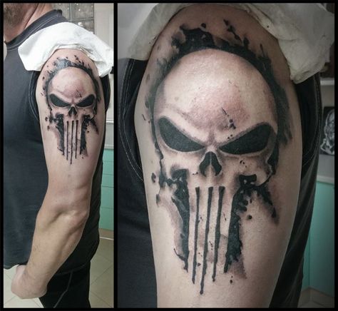 The Punisher Tattoo Design, Punisher Tattoo Design, The Punisher Tattoo, Punisher Skull Tattoo, Punisher Tattoo, Anubis Tattoo, Heaven Tattoos, Patriotic Tattoos, Hourglass Tattoo