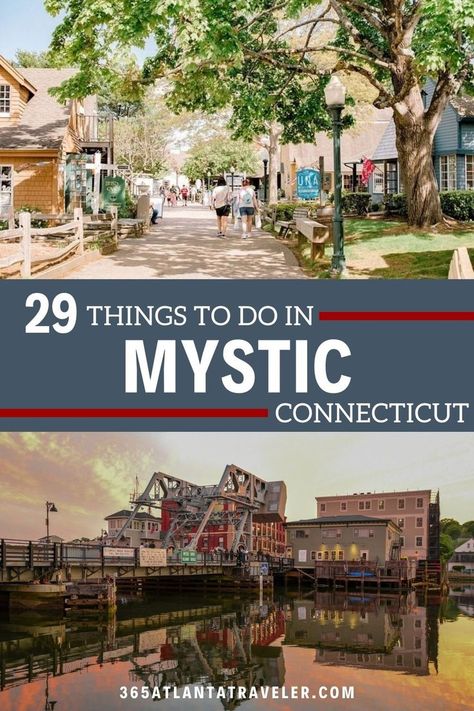 Looking for a laid back but sensational weekend getaway from New York City? Head to Mystic, Connecticut for maritime history, fresh seafood, and windswept beaches you can enjoy any time of year. Here are 29 things to do in Mystic CT that you're not going to want to miss! Connecticut Coast, Connecticut History, Mystic Connecticut, Connecticut Travel, Mystic Seaport, Mystic Ct, New England Road Trip, East Coast Road Trip, New England Travel