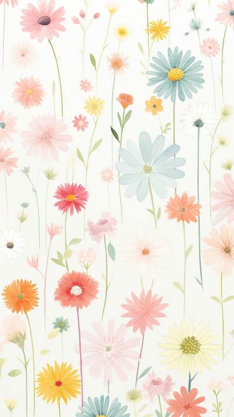 Soft Flower Wallpaper, May Wallpaper Aesthetic, Pattern Art Aesthetic, Wallpaper Bunga Iphone, Daisy Flower Wallpaper, Flores Wallpaper, Minimalistic Prints, Watercolor Pattern Background, Daisy Background