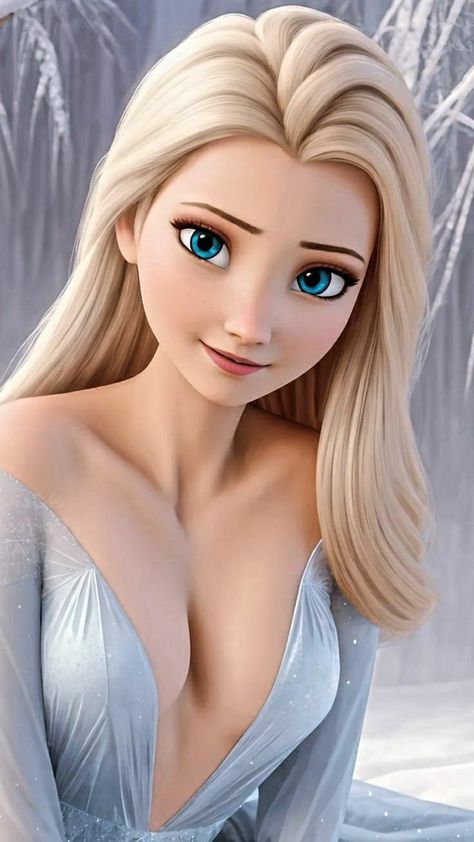 Elsa Frozen Hot Fan Art, Blonde Female Character Art, Elsa Pics, Realistic Disney Princess, Dark Disney Princess, Elsa Images, Disney Female Characters, Alternative Disney Princesses, Elsa Pictures