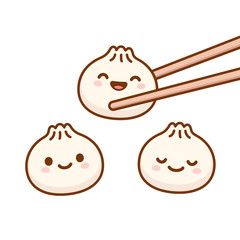 Premium Vector | Set of cute dumpling. Dim Sum, Dumplings, Cute Cartoon