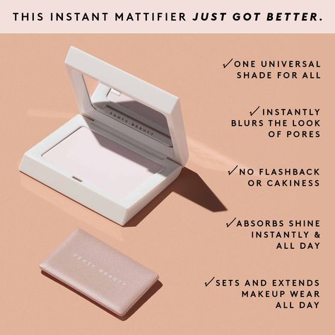 Invisimatte Instant Setting + Blotting Powder - Fenty Beauty by Rihanna | Sephora Blotting Powder, Beauty Bakerie, Brown Skin Makeup, Dope Makeup, Finishing Powder, Vegan Makeup, Moisturizer With Spf, Milk Makeup, Daily Makeup