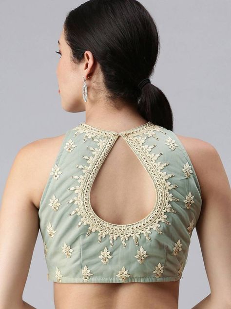 Net Saree Blouse, Blouse Back Neck Designs, Wedding Blouse Designs, Back Neck Designs, Balloon Sleeve Top, Wedding Blouse, Net Saree, Grey Blouse, Blouse Designs Latest