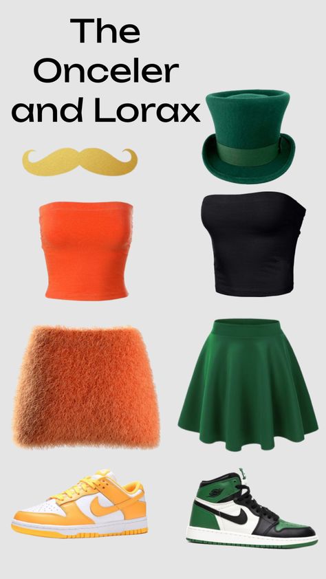 #halloweeninspo #lorax Lorax Costume, Fun Halloween Outfits, World Book Day Ideas, Twin Halloween, Pretty Costume, Matching Halloween Costumes, Duo Costumes, Best Friend Halloween Costumes, Trio Halloween Costumes