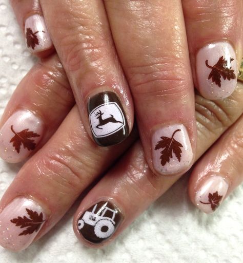 John Deere Tractor Nails Designs, Tractor Nails, John Deere Nails, Hunting Nails, Deer Nails, Cowboy Nails, Camo Nails, Cute Nail Colors, Western Nails