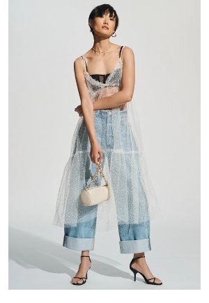 Sheer Dresses Outfit, Tulle Slip Dress, Lace Dress Outfit, Dress Layering, Dress Over Jeans, Sheer Slip Dress, Slip Midi Dress, Tulle Maxi Skirt, Bachelorette Dress