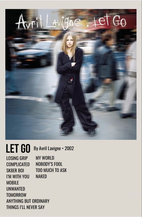 Avril Lavigne Songs, Minimalist Album Poster, Avril Lavigne Let Go, Minimalist Music, Music Poster Ideas, Cool Album Covers, Music Album Covers, Collage Poster, Music Wall