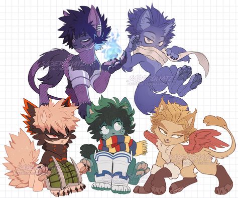 My Hero Academia kitty vinyl stickers! PLEASE NOTE: The "white" part of these stickers are pink!! Choose from: -Katsuki Bakugou (3") -Izuku Midoriya (3") -Hawks (3") -Hitoshi Shinsou (4") -Dabi (4") My Hero Academia Animals, Shinsou Hitoshi Fanart Cute, Mha As Cats, Etsy Design Ideas, Fumikage Tokoyami Icons, Mha Mlp, Shinsou X Bakugou, Shinsou Hitoshi Fanart, Hawks X Dabi