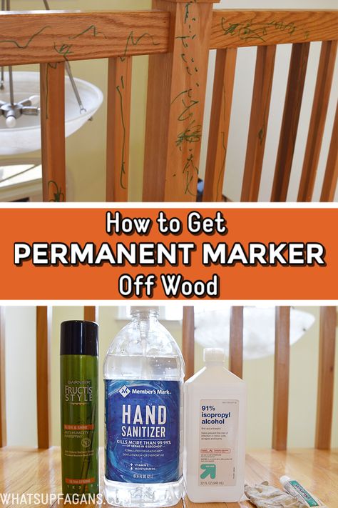 How To Get Marker Off Wood, How To Get Permanent Marker Out Of Wood, How To Remove Permanent Marker From Wood, How To Remove Sharpie From Wood, Wood Banister, How To Remove Sharpie, Remove Permanent Marker, Pee Smell, Expo Marker