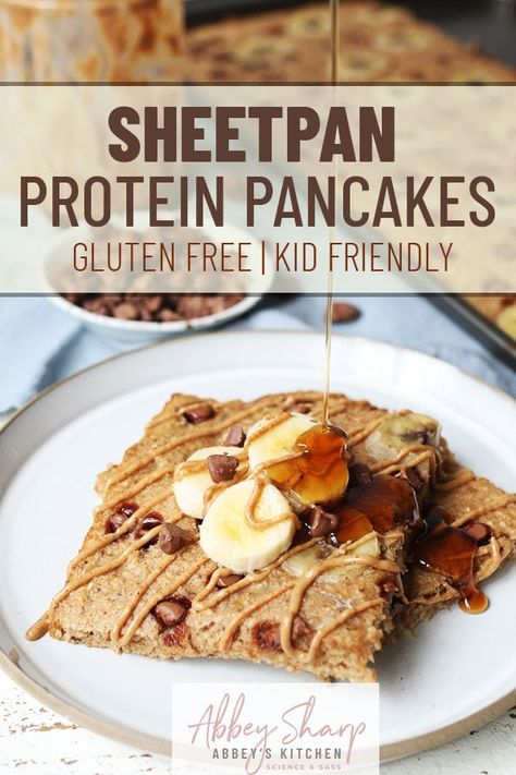 Gluten Free Protein Sheet Pan Pancakes, High Protein Sheet Pan Pancakes, Healthy Sheet Pan Pancakes, Protein Pancake Bake, Sheet Pan Protein Pancakes, Protein Sheet Pan Pancakes, Gluten Free Protein Pancakes, Sheet Pan Pancakes, Pan Pancakes