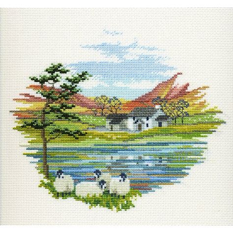 Lakeside Farm - Cross Stitch Kit: Amazon.co.uk: Kitchen & Home Farm Cross Stitch, Bothy Threads, Cross Stitch House, Cross Stitch Landscape, Needlework Embroidery, Uk Kitchen, Counted Cross Stitch Kits, Cross Stitch Patterns Free, Free Cross Stitch