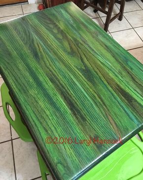 Color Wood Stain, Green Wood Stain, Nightstand Painted, Unicorn Spit Stain, Chic Nightstand, Unicorn Spit, Green Things, Furniture Rehab, Green Wood