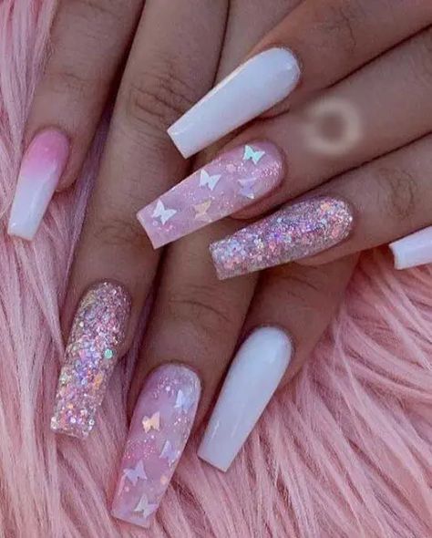 42+ Light Pink Nails To Try At Your Next Nail Appointment Spring Nails Green, Stars Nails, Bright Summer Nails Designs, Nails Classic, Popular Nail Art, Butterfly Nails, Light Pink Nails, Nails Green, Cute Acrylic Nail Designs