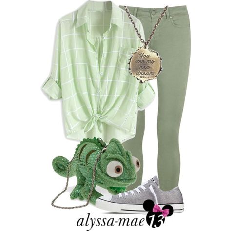 Disneybound Pascal, Pascal Disneybound, Tangled Disneybound, Adult Costumes Diy, Disney Vacation Outfits, Rapunzel Outfit, Tangled Costume, Disneybound Ideas, Disney Office