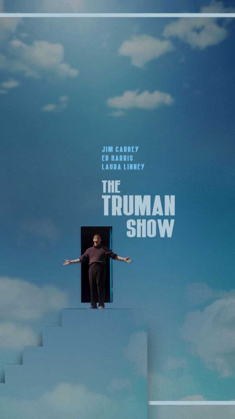 Truman Show Wallpaper Discover more Jim Carrey, Movie, Truman Burbank, Truman Show, Truman Stairs wallpaper. https://www.ixpap.com/truman-show-wallpaper-11/ The Truman Show Movie Poster, Wallpaper Movies Classic, The Truman Show Wallpaper, About Time Poster, The Truman Show Poster, A24 Poster, Truman Burbank, Vintage Film Posters, The Truman Show