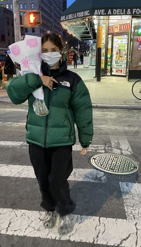 Campera North Face, North Face Puffer Jacket Green, Northface Jacket Outfit, Green North Face Puffer, North Face Puffer Outfit, Puffer Jacket Aesthetic, North Face Puffer Jacket Outfit, Puffer Jacket North Face, North Face Jacket Outfit