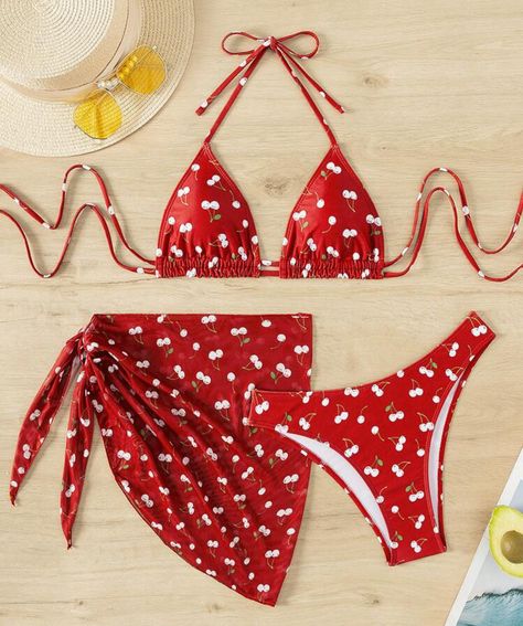 Cherry Print, Cherry Red, Halter Neck, Women Clothing, Neck Tie, Red And White, Cherry, Collar, Clothes For Women