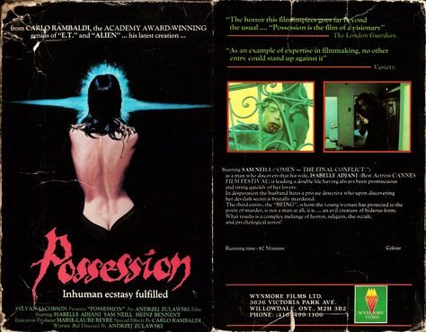 Possession (1981) Horror Vhs Covers, Possession 1981, Pulp Horror, Horror Vhs, Growing Up British, Vhs Box, Vhs Cover, 80s Horror, Retro Horror