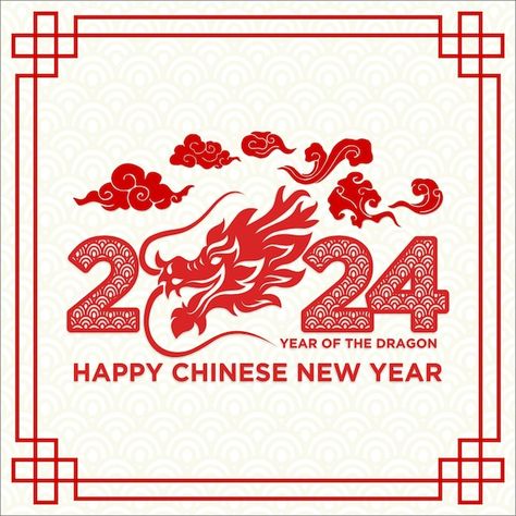 Chinese New Year 2024 Dragon, Year Of Dragon 2024, Happy Chinese New Year 2024, Dragon New Year, Chinese Banner, Cny Dragon, Lao New Year, Lunar Dragon, Red Envelope Design