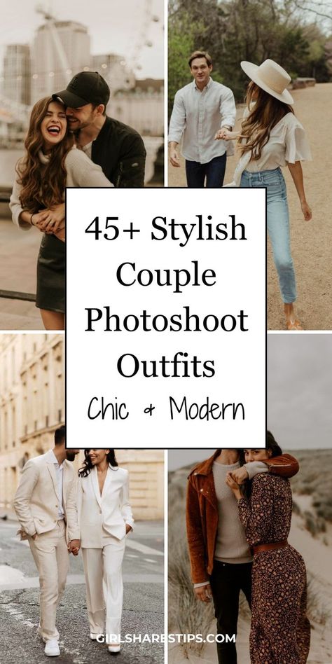 Get ready to capture the essence of your love story with these stunning couple photoshoot outfits! Whether you're going for a casual beach shoot or a formal affair, these outfit options will help you create picture-perfect moments that reflect your unique style as a couple. | couple photoshoot outfits | couple photoshoot ideas | couple photoshoot poses | engagement photoshoot | beach couple photoshoot | country couple photoshoot | couples photoshoot outfits casual | engagement photos outfits Couple Photoshoot Outfit Ideas, Couple Outfits For Pictures, Couple Photoshoot Outfits, Engagement Photo Outfits Summer, Spring Home Decor Ideas, Formal Engagement Photos, Casual Engagement Photos, Photoshoot Outfit Ideas, Engagement Shoot Outfit