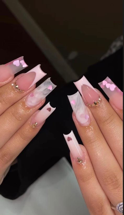 Nails Latina, Bday Nails, Nails Painted, Girly Acrylic Nails, Short Square Acrylic Nails, Nail Style, Acrylic Nails Coffin Pink, Long Square Acrylic Nails, Acrylic Nails Coffin Short