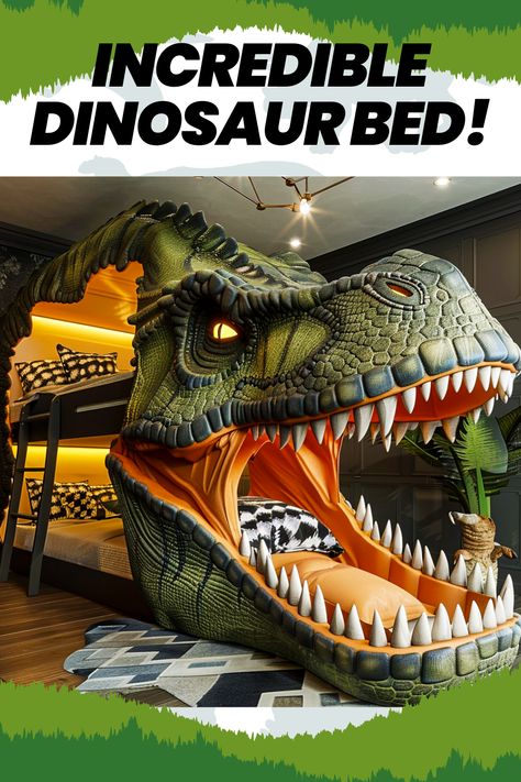 Discover the magic of our dinosaur beds, where bedtime becomes a journey to the Mesozoic era! 🦕✨ Spark creativity and fuel imagination in your child's room. #DinosaurBeds #KidsBedroom #AdventureTime #ImaginationStation #ParentingWin Dinosaur Bed, Dino Bed, Dinosaur Bedroom With High Rise Bed, Dinosaur Bed Frame, Big Boy Bed Dinosaur, Boys Dinosaur Bedroom Blankets, Dinosaur Bedding, Simple Bed Frame, Dinosaur Bedroom