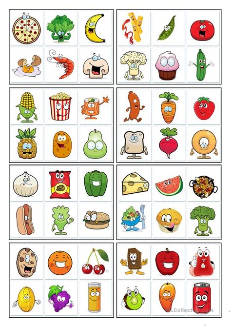 Food Bingo, Bingo Cards To Print, Free Printable Bingo Cards, Body Parts Preschool, Healthy And Unhealthy Food, Food Type, Bingo Template, Printable Food, Grammar Vocabulary