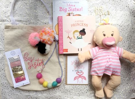 Big Sister Box Gift Ideas, Big Sister Party, Big Sister Basket Ideas, Big Sister Gift From New Baby, Big Sister Basket, Ellen Rose, Big Sister Kit, Big Sister Bag, Becoming A Big Sister